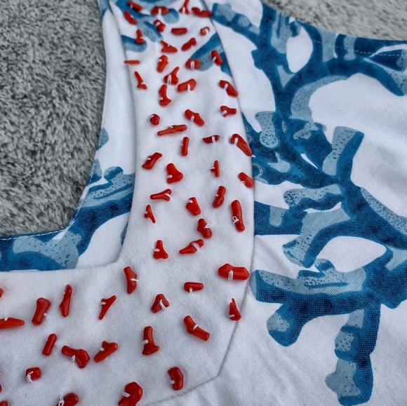 Soft Surroundings Sleeveless Beaded Coral Dress Petite Medium - Picture 3 of 10